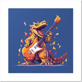 dinosaur guitarist Posters and Art